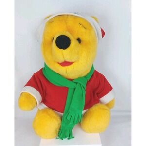 Vintage 1996 Mattel Inc Disney Winnie The Pooh Santa Christmas Plush Animal